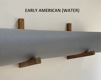 Ganchos para esterilla de yoga, soporte de madera de colores para esterilla de pilates, almacenamiento de esterilla de yoga de pared, soporte de pared, soporte flotante para esterilla, almacenamiento para gimnasio, juego de dos ganchos