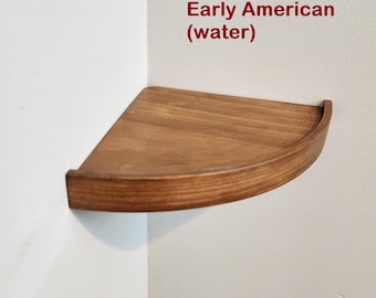 Estante de esquina con borde frontal redondeado, estantes radiales para cámara, tamaño personalizado, estante flotante rústico, estante de madera, TheArtOfShelves