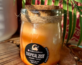 Tropical Zest Coconut Soy Wax Surf Candle Fire Pet