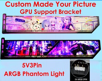 Custom Made Picture GPU Anti Sag Support Bracket,A-RGB Phantom Light Graphics Card Bracket,Rgb GPU Bracket Anime Picture Computer Case Deco