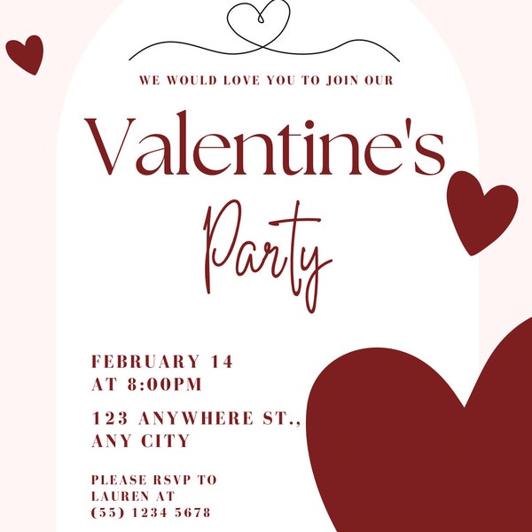 Valentine’s Day invite , minimal invite , aesthetic invite , valentines template , invite template