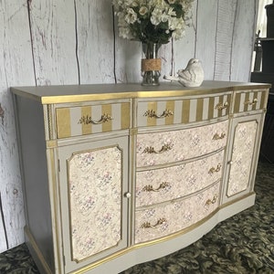 SOLD SOLD Gold, White, Floral Dresser