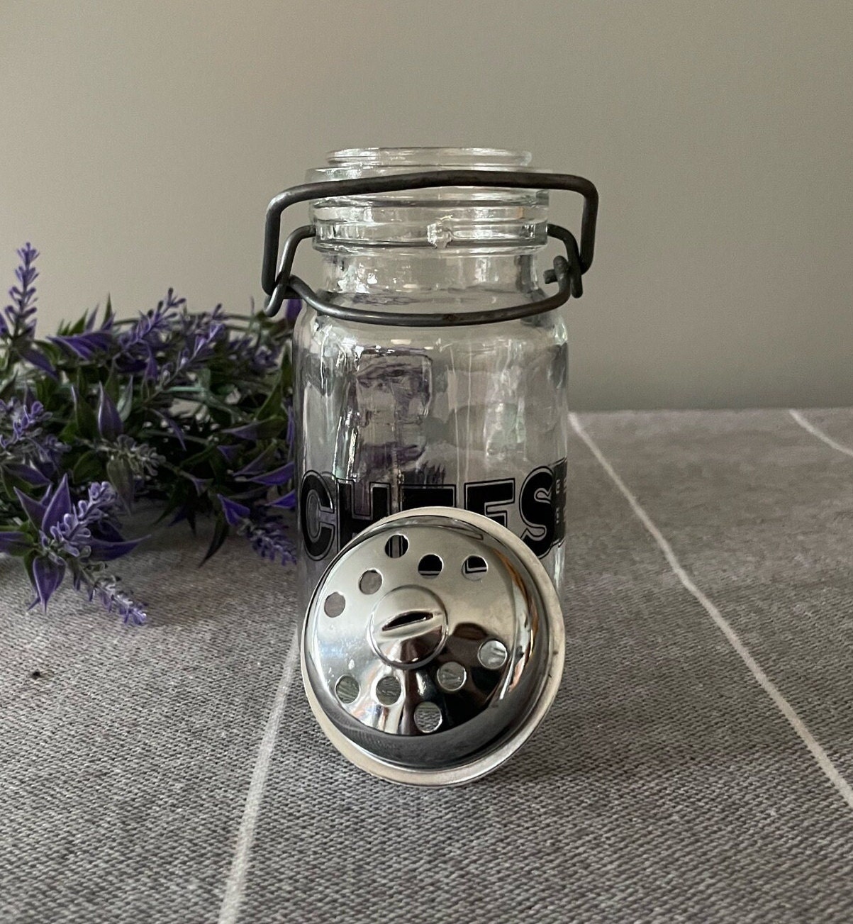 Vintage Wheaton Glass USA Cheese Shaker With Wire Bale Closure Etsy