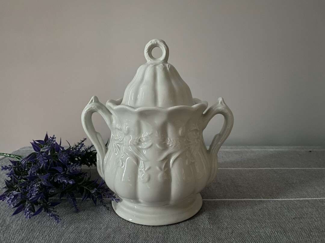 Vintage Red Cliff Ironstone Fine China Sugar Bowl and Lid chip Etsy