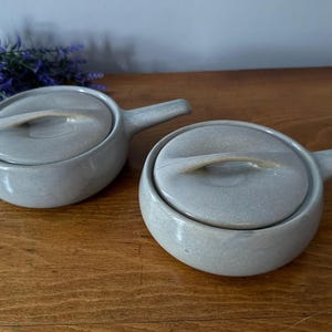 Vintage RARE Raymor by Roseville Ben Seibel Individual Casserole and Lid 4&#39;&#39; Handled Gray Set of 2 #199