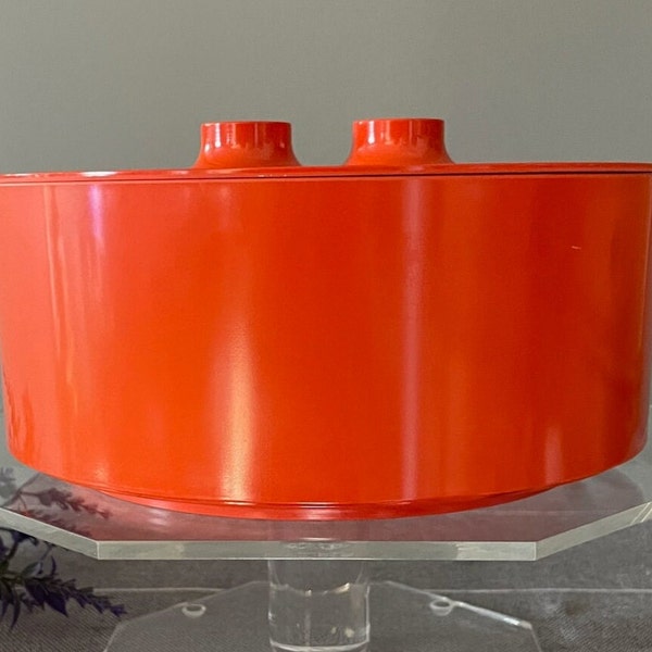 Vintage Heller MCM Orange Salad Bowl With Lid Massimo Vignelli