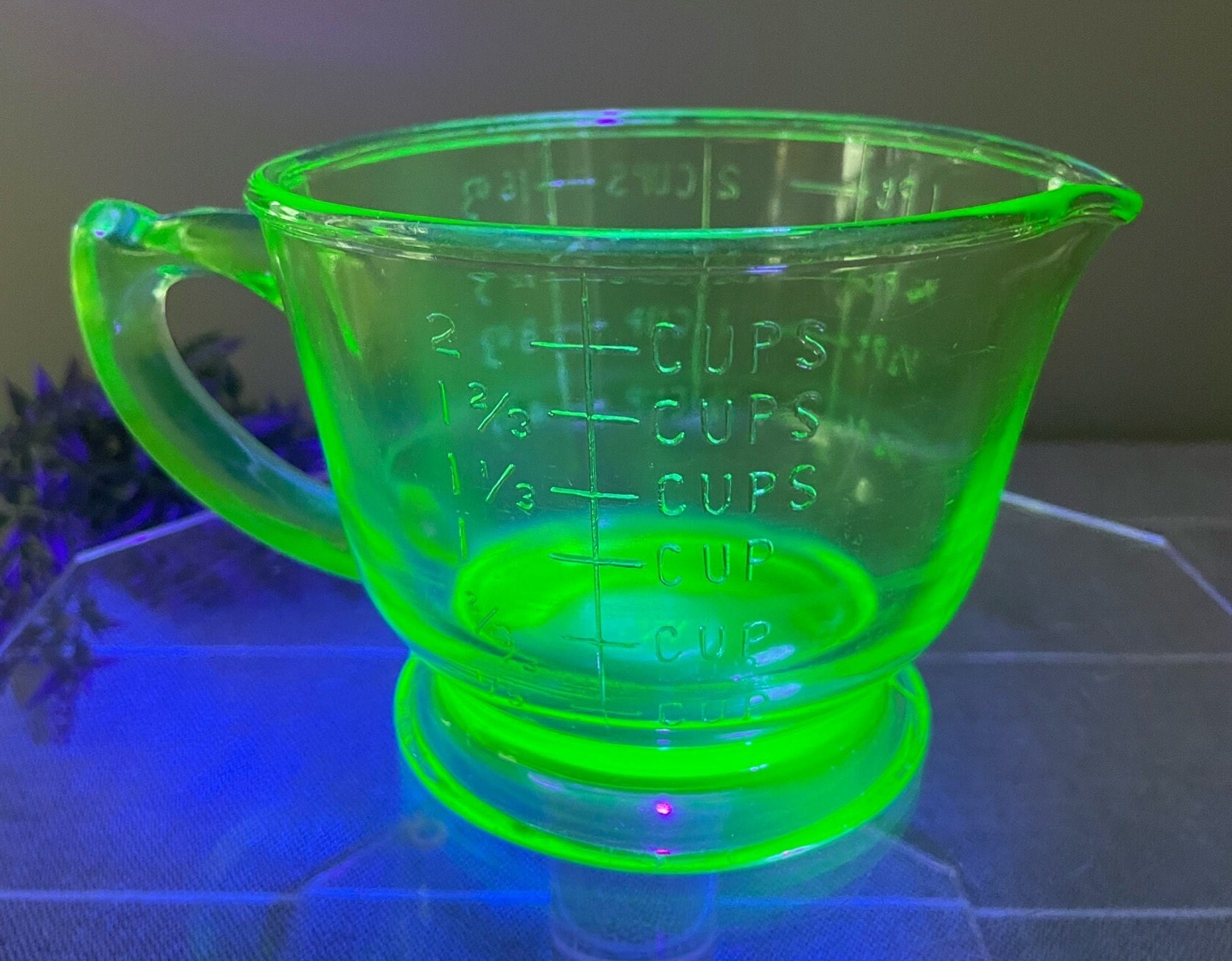 Uranium Glass Measuring Cup 2 Cups