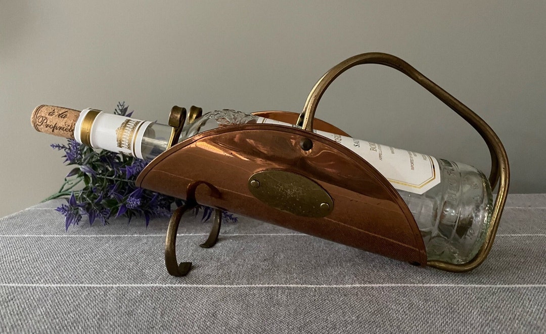 Vintage Copper and Brass Wine Bottle Holder Pourer Etsy