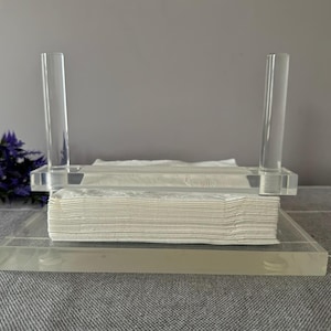 Vintage Lucite Acrylic Clear Napkin Holder Large *Read