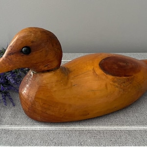 Vintage Victor Wood Duck Decoy Cold Stamp Glass Eyes