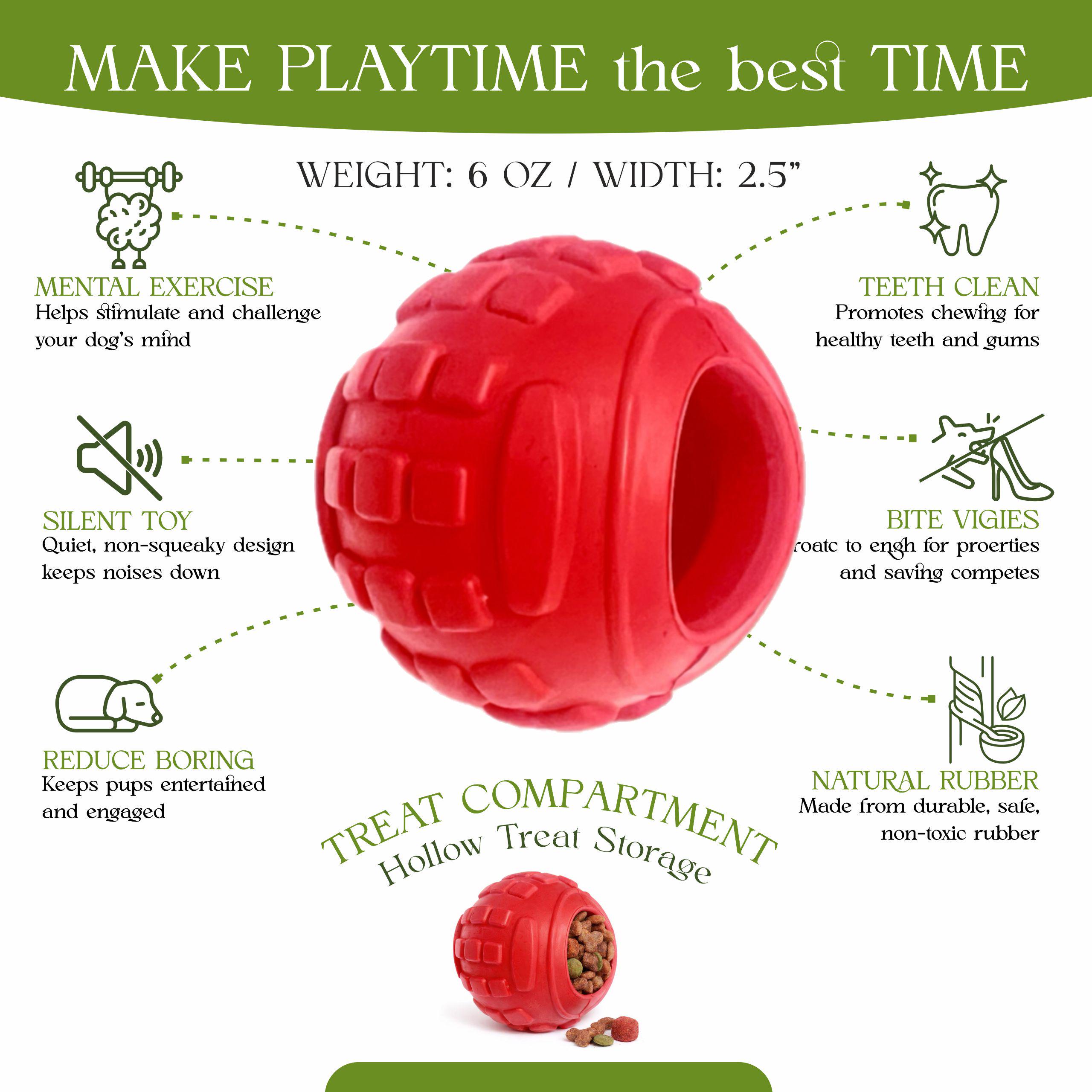 Dog Chew Toys for Aggressive Chewers - Treat Dispensing Chew Ball