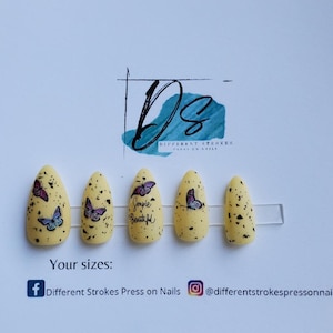 Matte Yellow Butterfly  press on nail set
