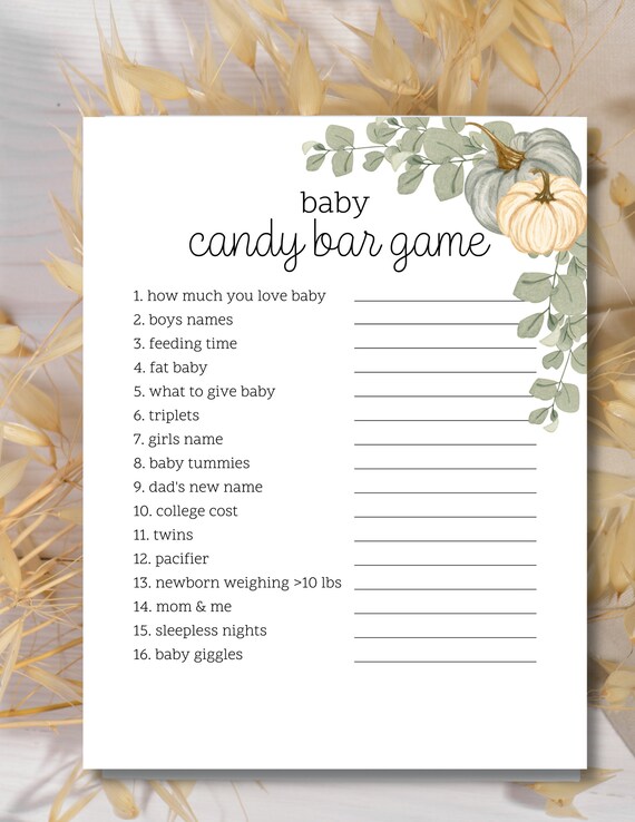 Baby Candy Bar Game Printable Fall Baby Shower Game With - Etsy