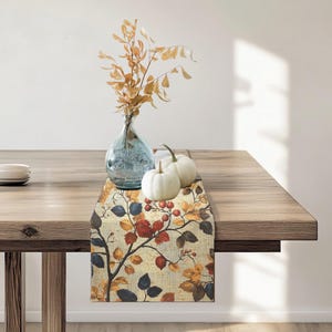 Camino de mesa con hojas de otoño: decoración rústica de Acción de Gracias