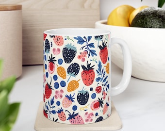Jordgubbskaffemugg: Cottagecore Keramikmugg