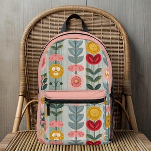 Retro Blumen Rucksack: Personalisierte Kinder Schultasche