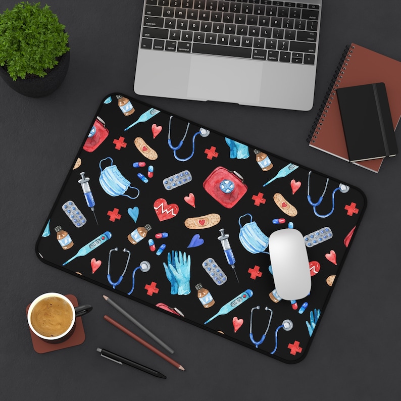 Nurse Desk Mat Mousepad, RN Desk Mat, Medical Design Desk Mat, Nursing
