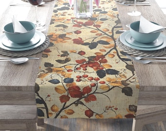 Chemin de table feuilles d'automne : décoration de ferme rustique pour Thanksgiving