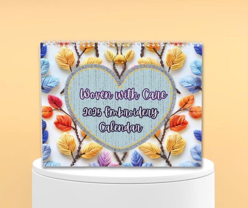 2025 Wall Calendar, Embroidery Pattern Calendar, Wall Calendar