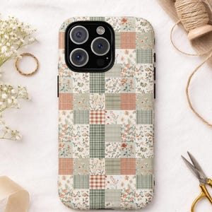 Funda para teléfono con diseño floral de patchwork y patchwork vintage.