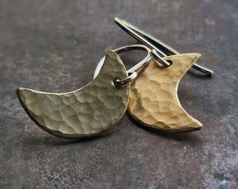 Moon Earrings • Brass Jewelry •  By SYLVALUNA