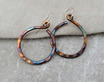 Copper Earrings • Flame Painted • Handmade Jewelry • By SYLVALUNA