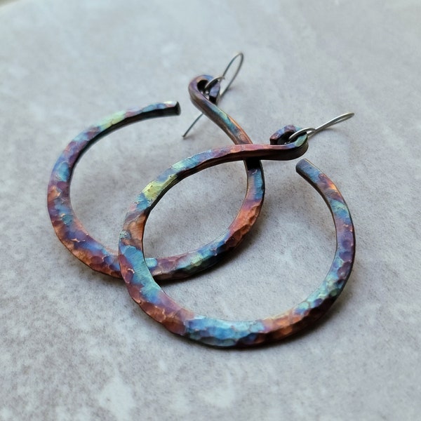 Copper Earrings • Flame Painted Jewelry