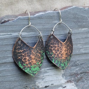 Copper Earrings • Patina Dangle Earrings • Oxidized Boho Jewelry