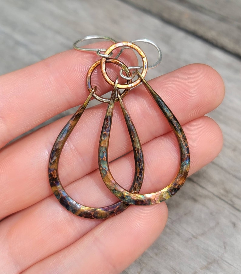 Handmade Copper Earrings Flame Painted by SYLVALUNA Etsy