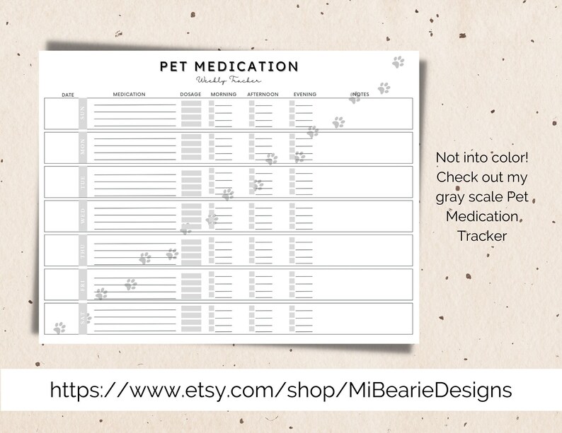 Pet Medication Fillable Printable & Digital Tracker Chart Pages Pet