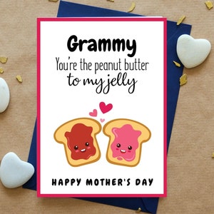 Carte imprimable Grammy Happy Mother's Day - carte Grammy vierge PB&J - carte de jeu de mots