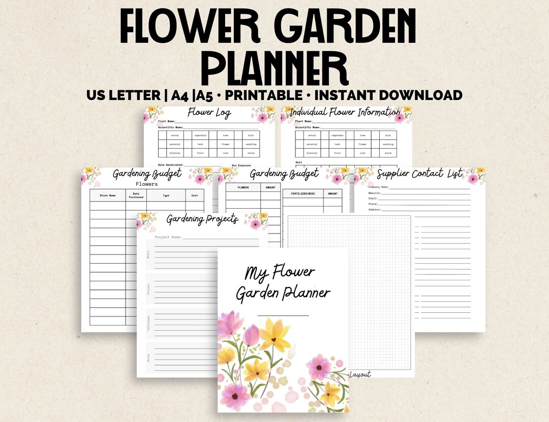 Flower Garden Planner and Journal - Gardening Planner Printable ...