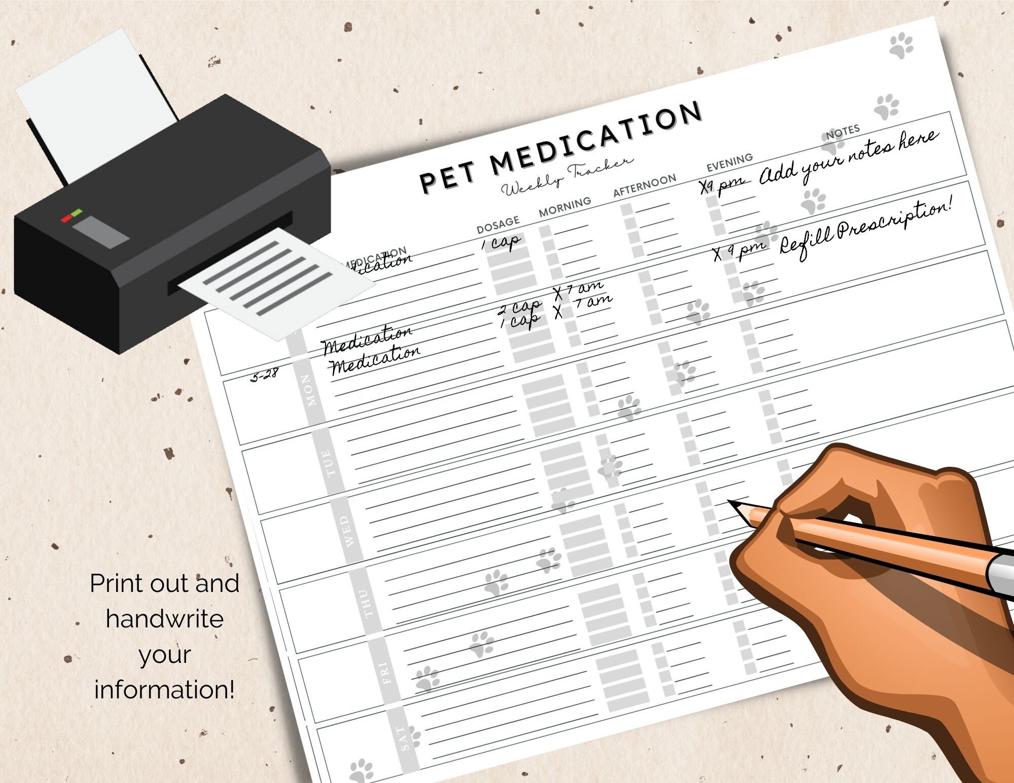 Pet Medication Fillable Printable &amp; Digital Tracker Chart Pages Pet ...