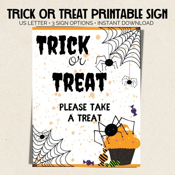 Halloween Candy Bowl Sign, Printable Trick or Treat Sign, Please Take a Treat