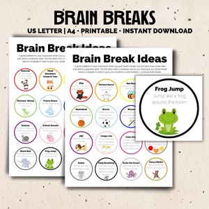 Brain Break - Brain Breaks - Movement Break - Attività Brain Break per la classe o la scuola a casa - Giochi per il cervello - Carte Brain Break