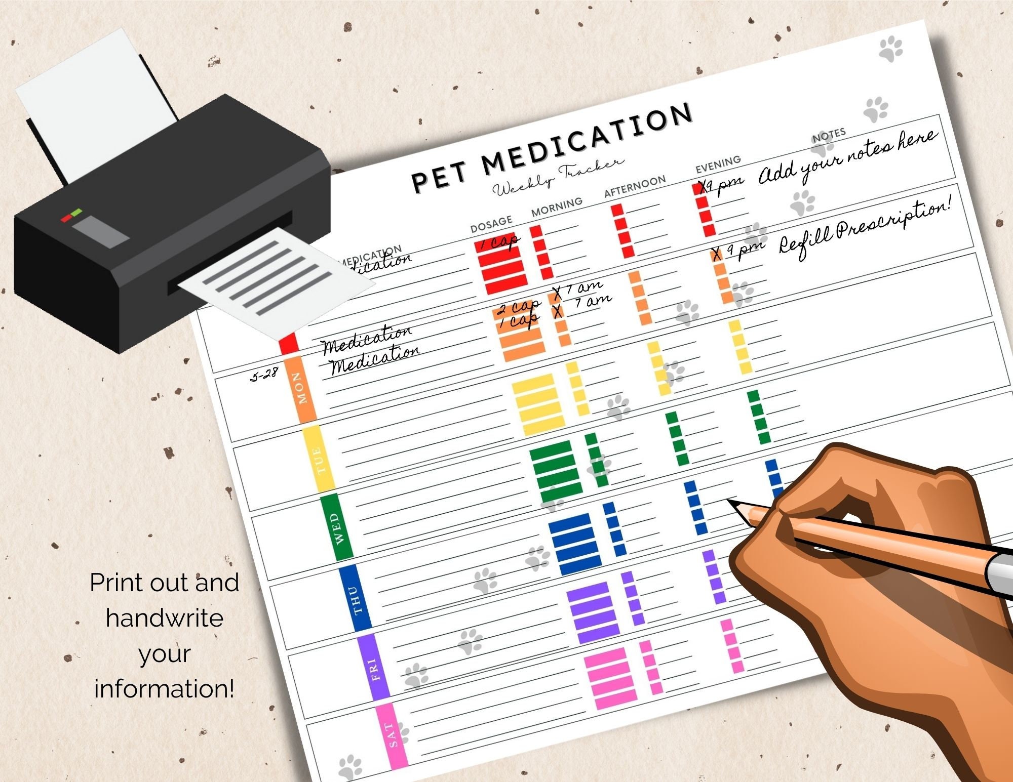 Pet Medication Fillable Printable & Digital Tracker Chart Pages Pet