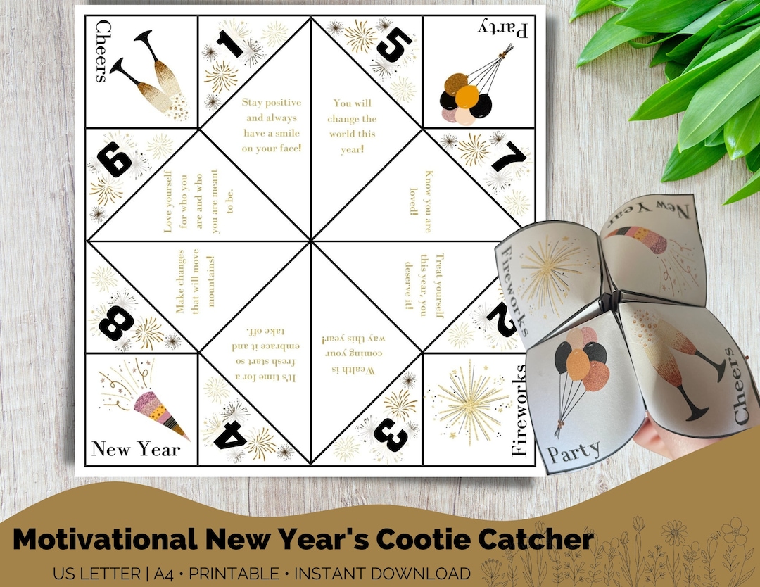 New Year's Motivational Cootie Catcher New Years Eve Etsy