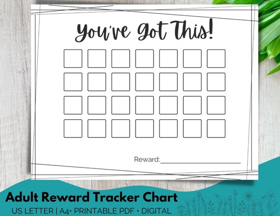 Reward Chart Adult Rewards Chart Sticker Chart Routine - Etsy