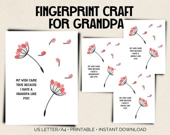 Grandparent's Day Printable Fingerprint Craft - Grandpa Fingerprint Gift - Gift from Grandkids - Grandpa Birthday