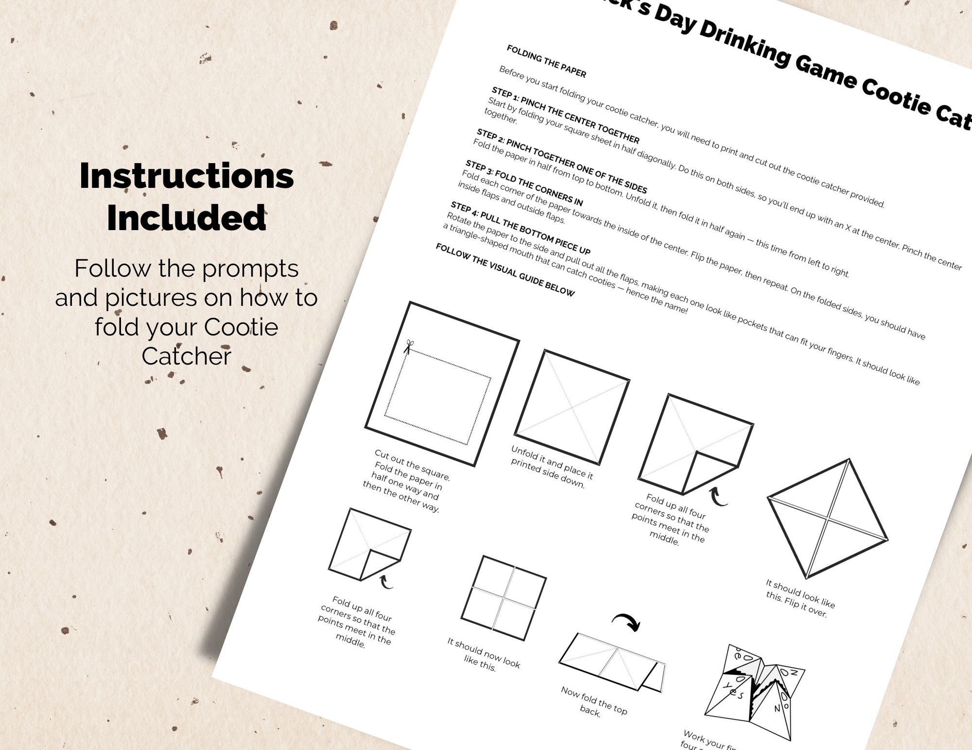 St. Patrick's Day Drinking Games Cootie Catcher - Printable Adult ...