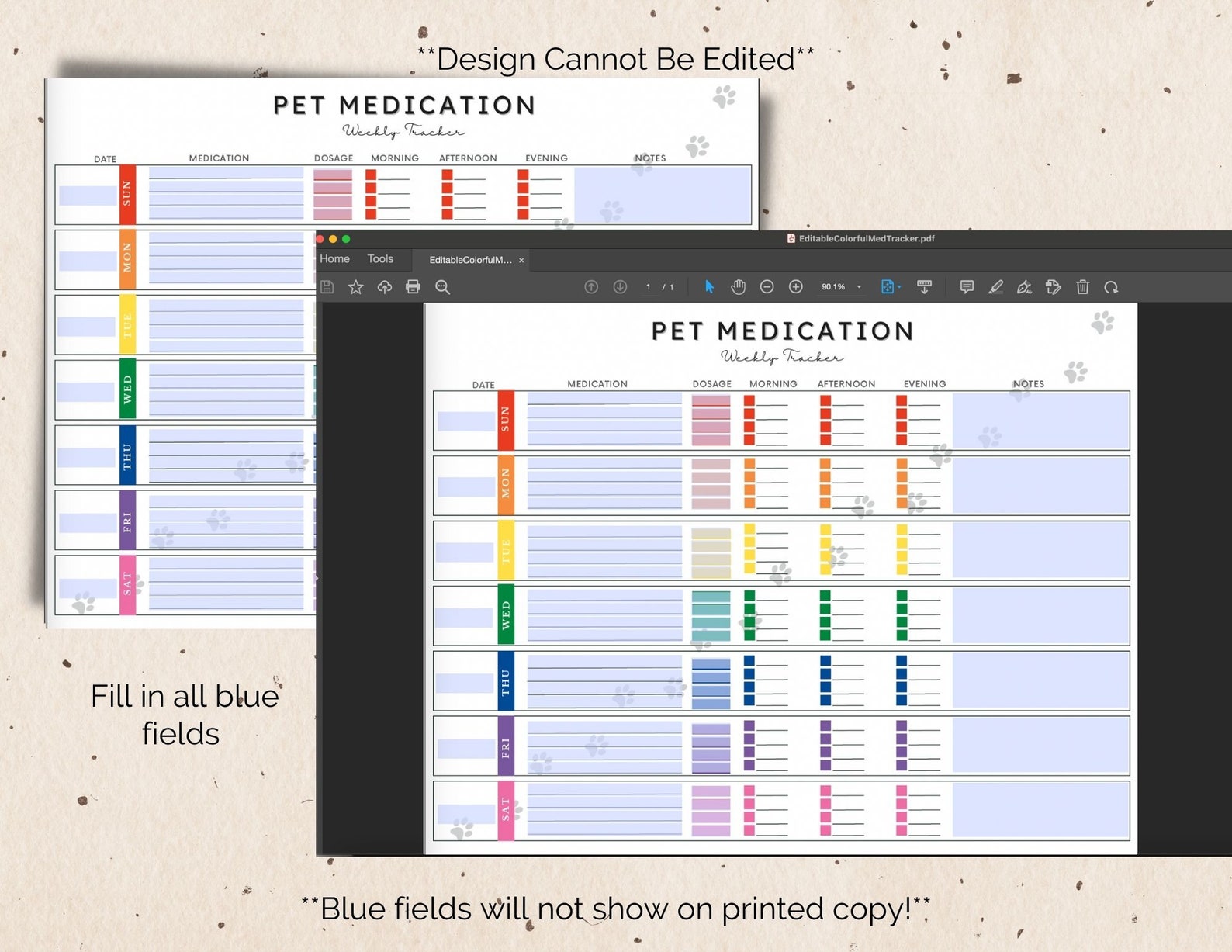 Pet Medication Fillable Printable &amp; Digital Tracker Chart Pages - Pet ...