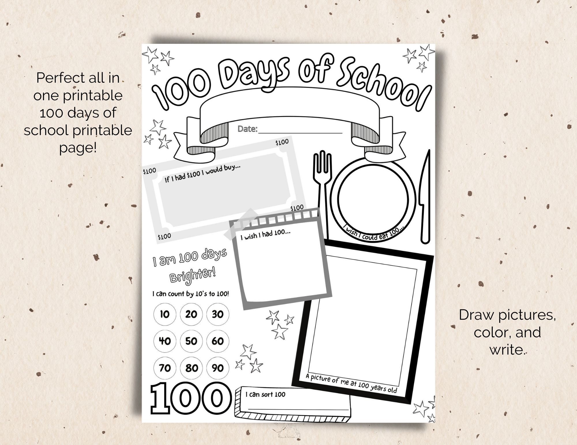 100 Days of School Printable 100 Days of School 100th Day of School 100 Days of School Printable 100 Days of School 100th Day of School