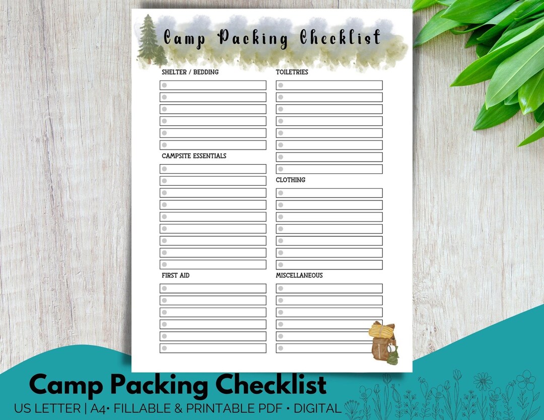Camp Packing Checklist Packing List Camping Checklist Travel Packing