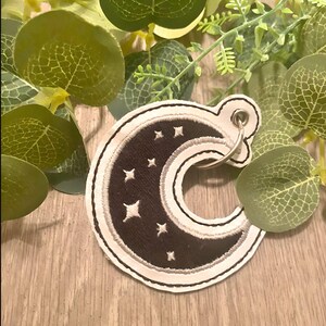Moon Keychain | Stars | Embroidery Keychain | Starry Moon| Handmade