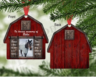 Personalized Red Barn "In Loving Memory of" Ornament | Made in Canada | Christmas