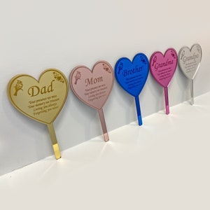 Personalized Cemetery Memorial Heart Stake / Garden Decoration / Grave Decoration