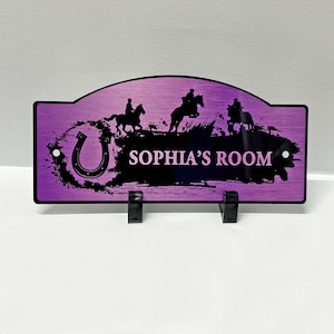 Plaque de porte équestre | Plaque pour porte de chambre d&#39;enfants | Plaque nominative personnalisée | signe de l&#39;athlète | Plaque pour chambre à coucher | Signe sportif | Cheval signe | Grange