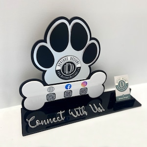 Paw Print Connect With Us! QR Code Sign / Business Social Media Sign / Signage for Markets, Office, Weddings, Events / QR Code