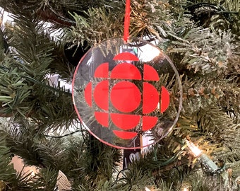 CBC Red Gem Logo (1992-present) K9 Crystal Ornament | Licensed CBC Merchandise | Made in Canada | Christmas