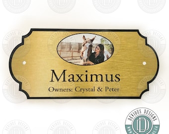 Barn Stall Signs #2 with Picture | Horse Stall Name Plate | Barn Plaque | Custom Name Sign for Horse Stall